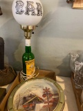 Panclox train clock and whisky bar lamp