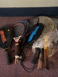 Lot of rackets, tennis rackets