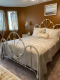 Queen size complete bed from spare room, iron head & foot board & mattress
