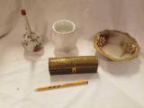 Nippon bowl, Kaiser vase, wooden box