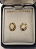 10k gold & created sapphire earrings