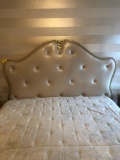 King size padded headboard, bed frame, tufted leather