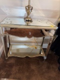 2 glass and mirror nightstands, matching pair, stylish