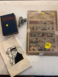 Dick Tracy items, comic, book, drawing, toy gun