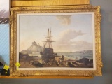 Harbor scene oil on canvas by J Lalis?