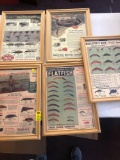5 framed vintage fishing advertisements