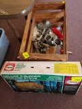 Century propane stove, Griswold, Universal and Climax grinders with accessories