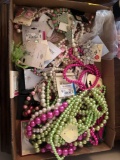 Flat of costume jewelry, pearls, Monet, Napier