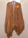 Suzanne Sommers leather style poncho wrap