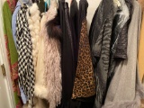 All contents of this shelf, some fur, faux fur, sweaters and more