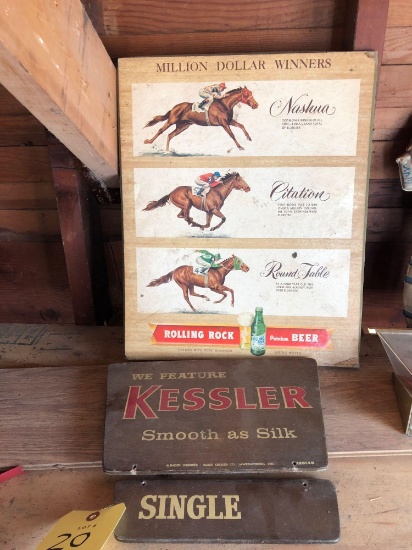 Rolling rock beer sign and Kessler sign