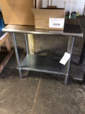 36-inch wide stainless two-tier table.