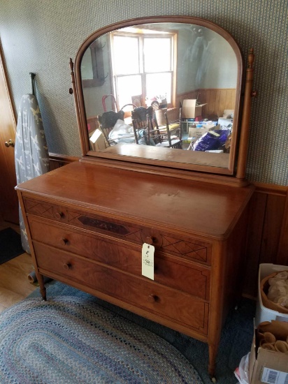 Sleigh depression era dresser with headboard and Hollywood frame