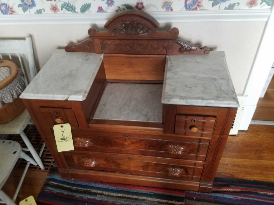 Victorian vanity made into server, 3 piece marble