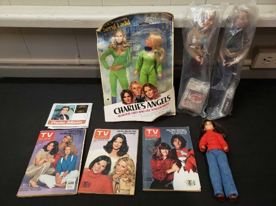 Vintage TV guides, Charlie's Angels, Mindy doll, premium celebrity dolls