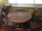 Oak ped table with 4 press back chairs