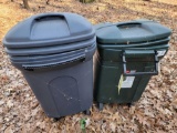 (2) Trash cans with Artificial Tree