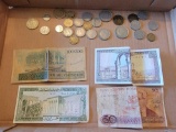 Assorted Foreign Paper Money and Coins