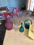 Crystal Vases, Red Art Glass Vase, Hand-Painted Glass Bell, Glass Basket
