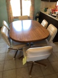 Chromcraft Table and Chairs. White Charade