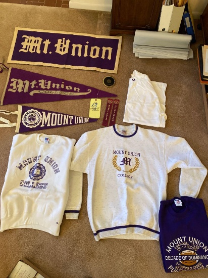 Mount Union pennants, banners, shirts