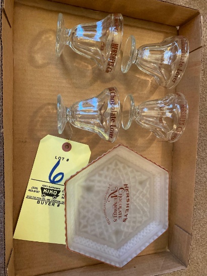 Hershey's chocolate sundae glasses and tray