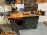 Work bench with vise and grinder