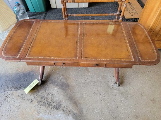 Leather Inlay Drop Top Coffee Table