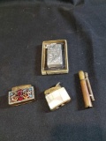 4 lighters - Zippo, antique lighter, 2 decorative lighters