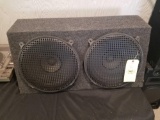 Pair of 14 inch subs in case, unmarked