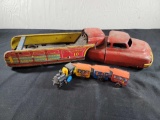 Tin Truck Hook & Ladder 10, Tin Wind Up Train