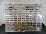 Display Case Full of Vintage Red Line Hot Wheels