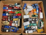 Two Flats of Assorted Die-Cast Cars, Trucks, and Trailers