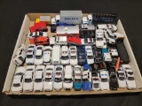 (2) Boxes of Police, Fire, and Rescue Die-Cast Vehicles