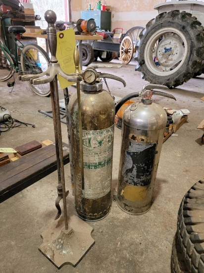 Old Fire Extinguishers, Fireplace Tool Stand