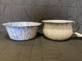 (2) pc light blue graniteware