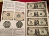 (6) sheets 4 uncut bills in envelope