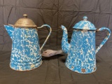 Pair of graniteware coffee pots - 10inch