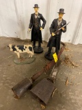 Cast iron cow, cow bells, figurines