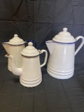 (3) graniteware coffee pots