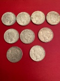 (9) 1922 liberty silver dollars