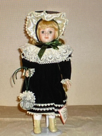 1992 Design Debut "Olivia" porcelain doll, #253/2280, St. Patrick's day doll.