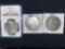 (3) Morgan silver dollars (1884-O, 1885, 1888). Bid times three.