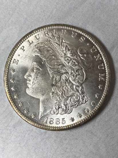 1885-CC Morgan dollar, AU.