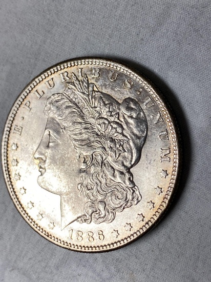 1886-S Morgan dollar, AU.