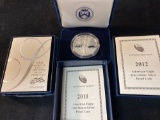 (3) American Eagle silver proof dollars (2008-W, 2011-W, 2012-W). Bid times three.