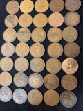 (35) English pennys, 1901 thru 1940's.