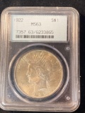 1922 Peace dollar, MS63 grade.