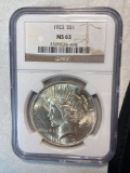 1923 Peace dollar, MS63 grade.