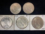 (5) Peace dollars. Bid times five.